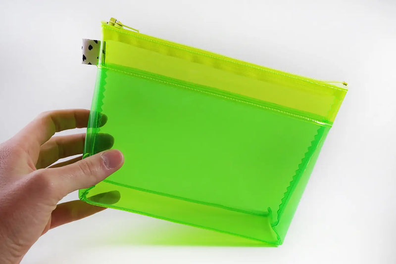 Yellow & Green Vinyl Flat Bottom Pouch