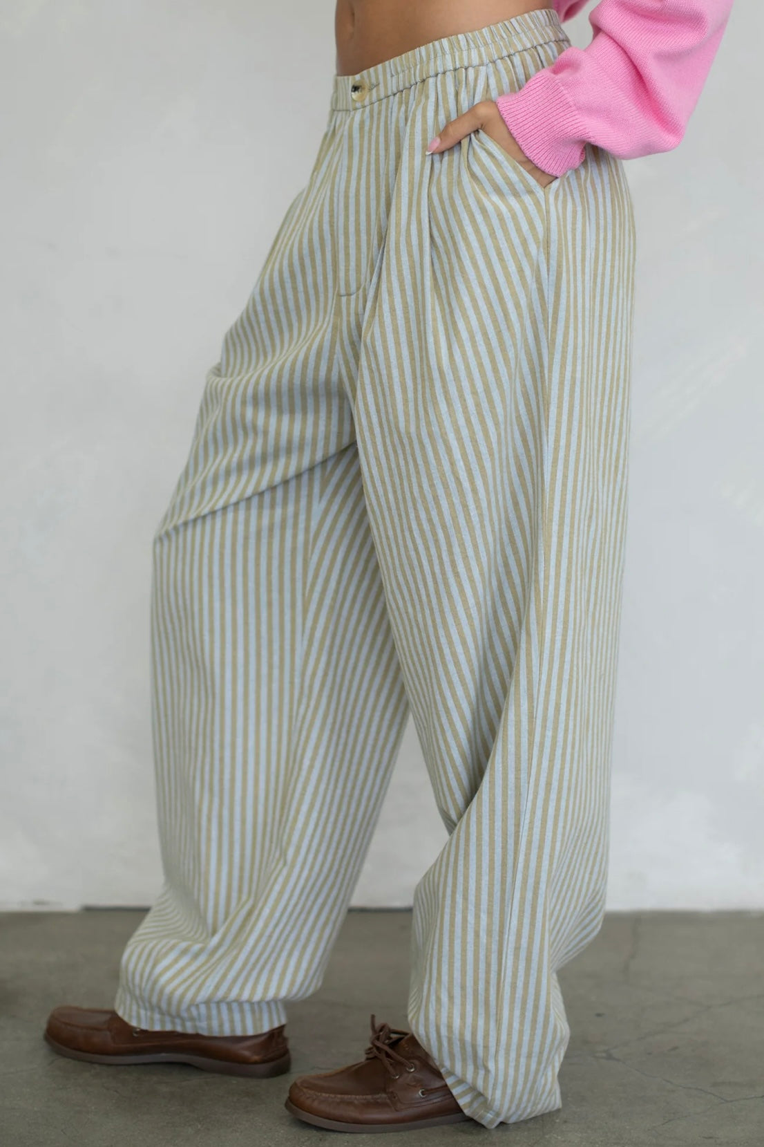 Leighton Stripe Pants in Taupe