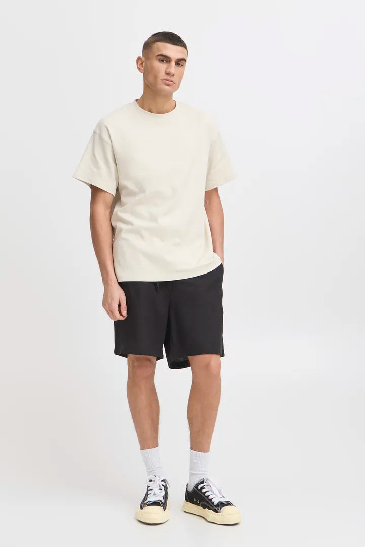 Allan Elas Linen Drawstring Shorts in Black