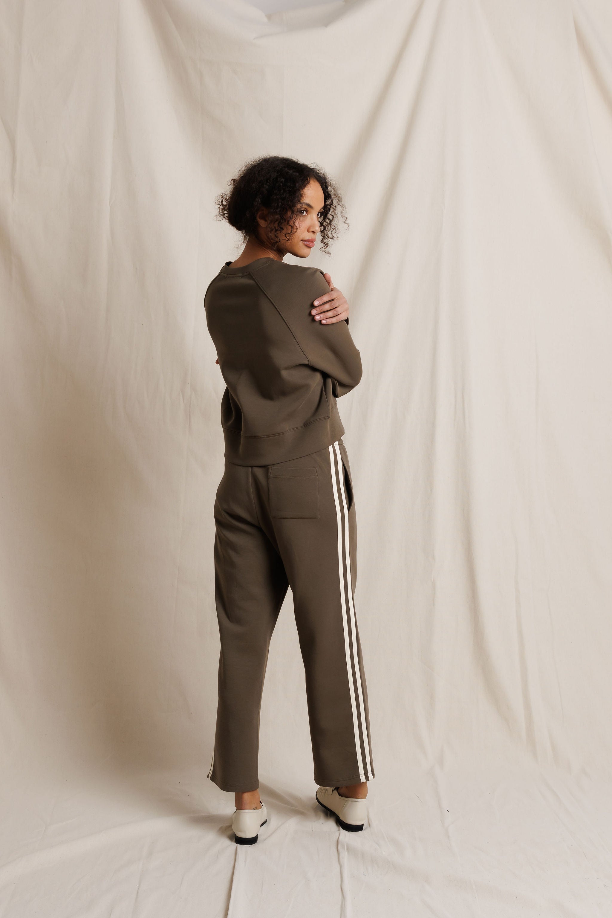 Claud Pureform Cropped Track Pants in Dark Olive