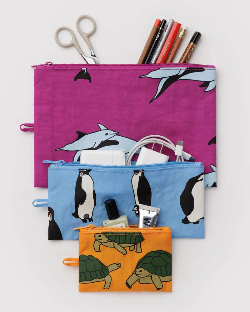 Flat Pouch Set in Vacation Animals