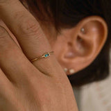 Baguette Emerald Moon Drop Ring