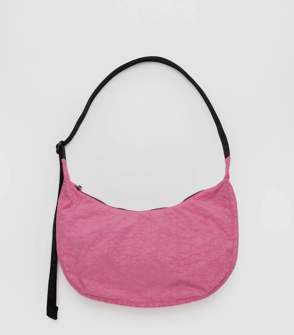 Medium Nylon Crescent Bag in Azalea Pink