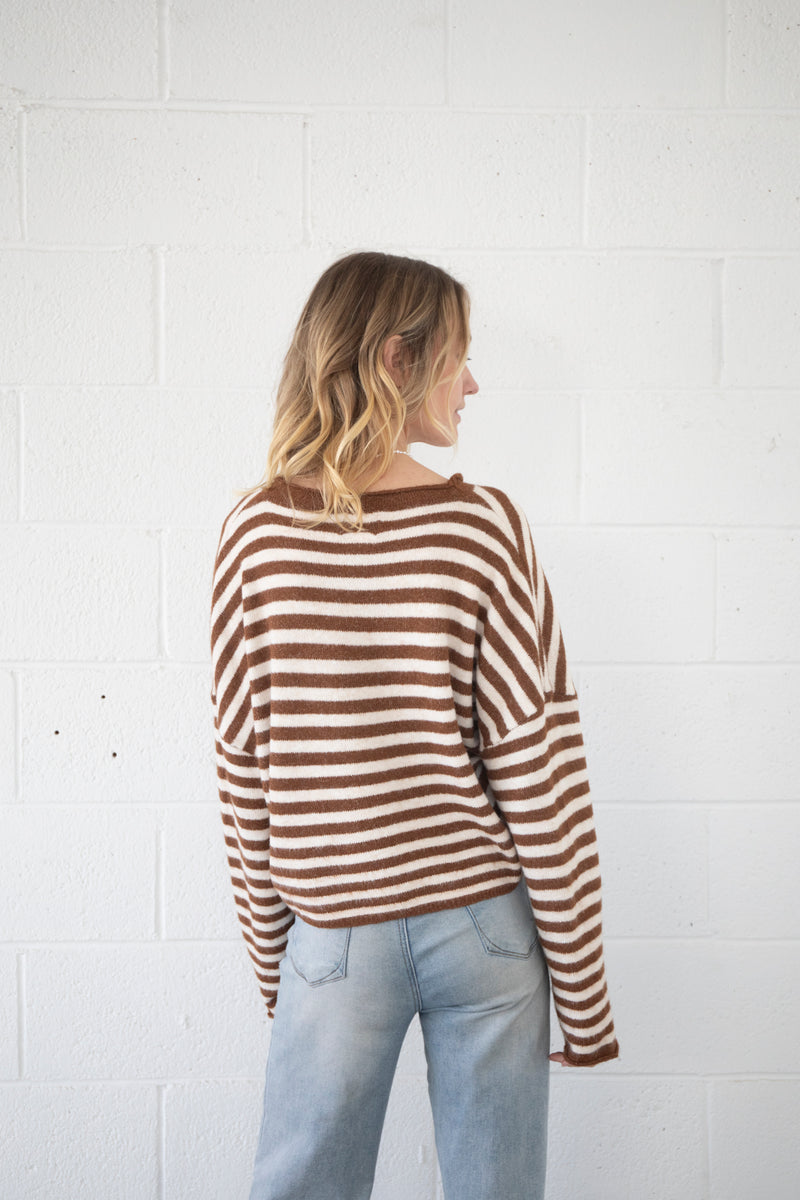 Maisie Sweater in Mocha Stripe