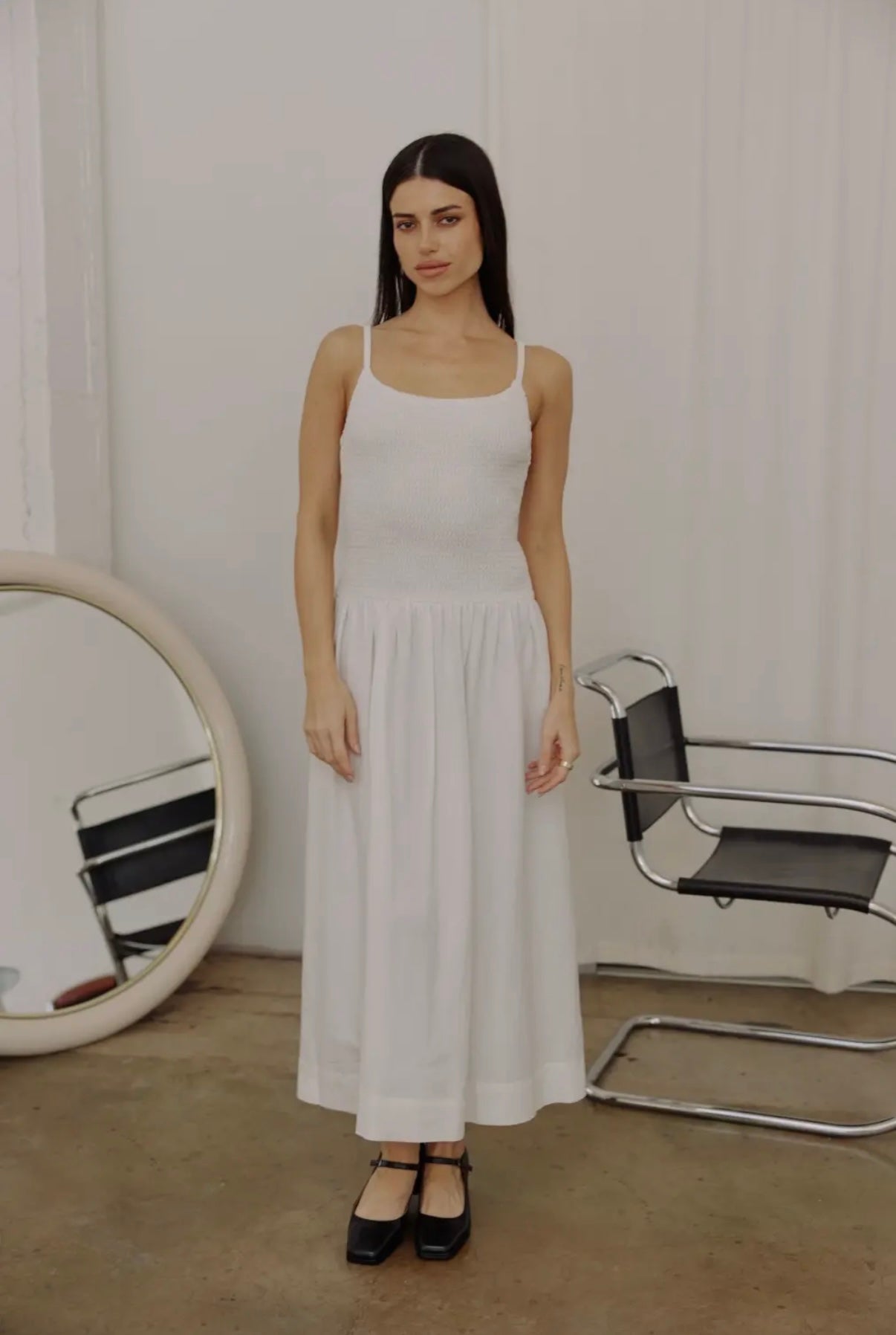 Iris Midi Dress in Ivory