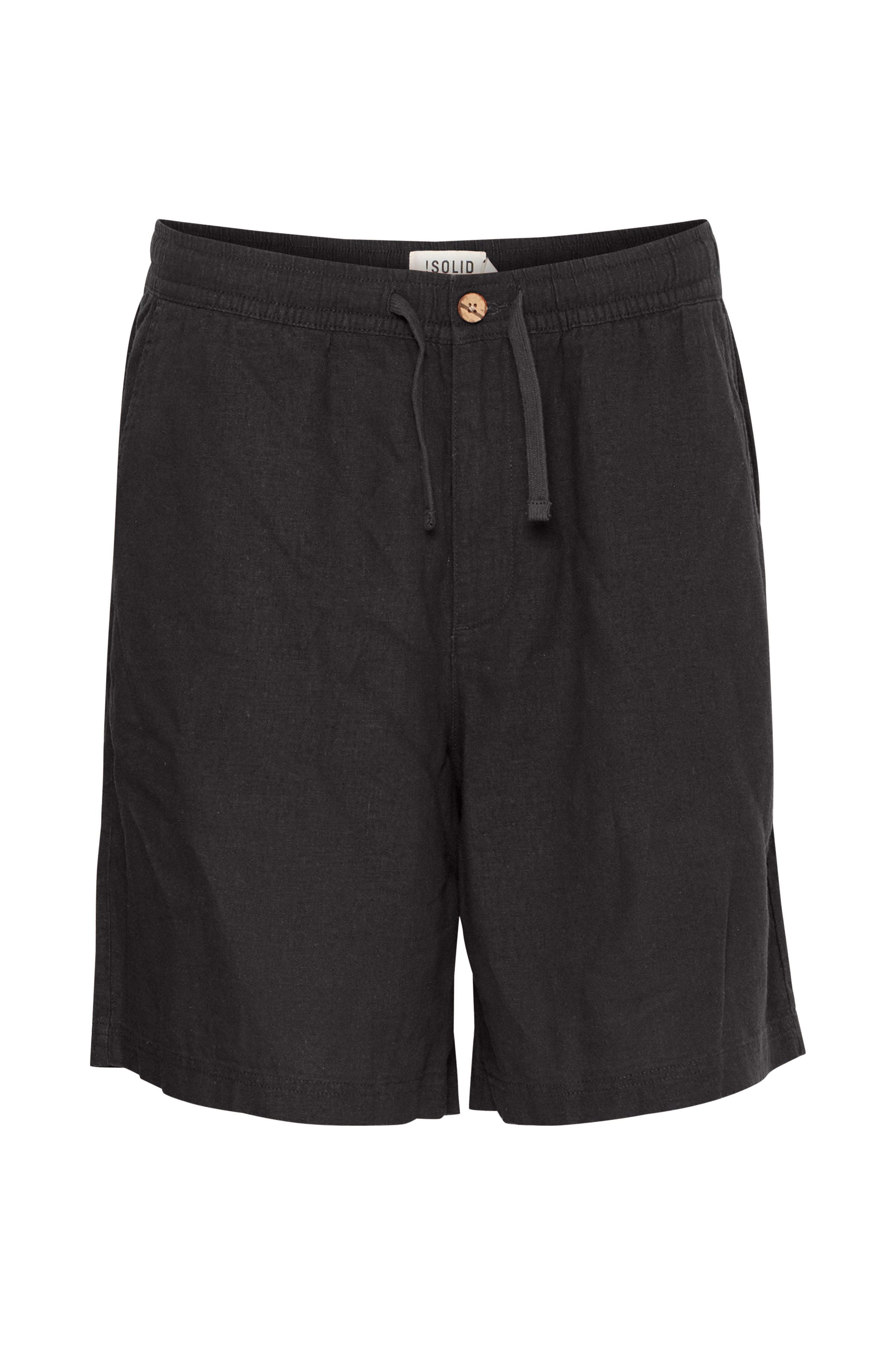 Allan Elas Linen Drawstring Shorts in Black