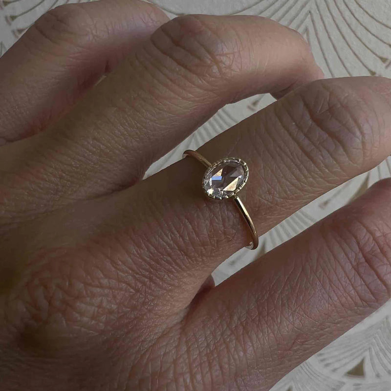 Rose Cut Diamond Oval Wisp Ring