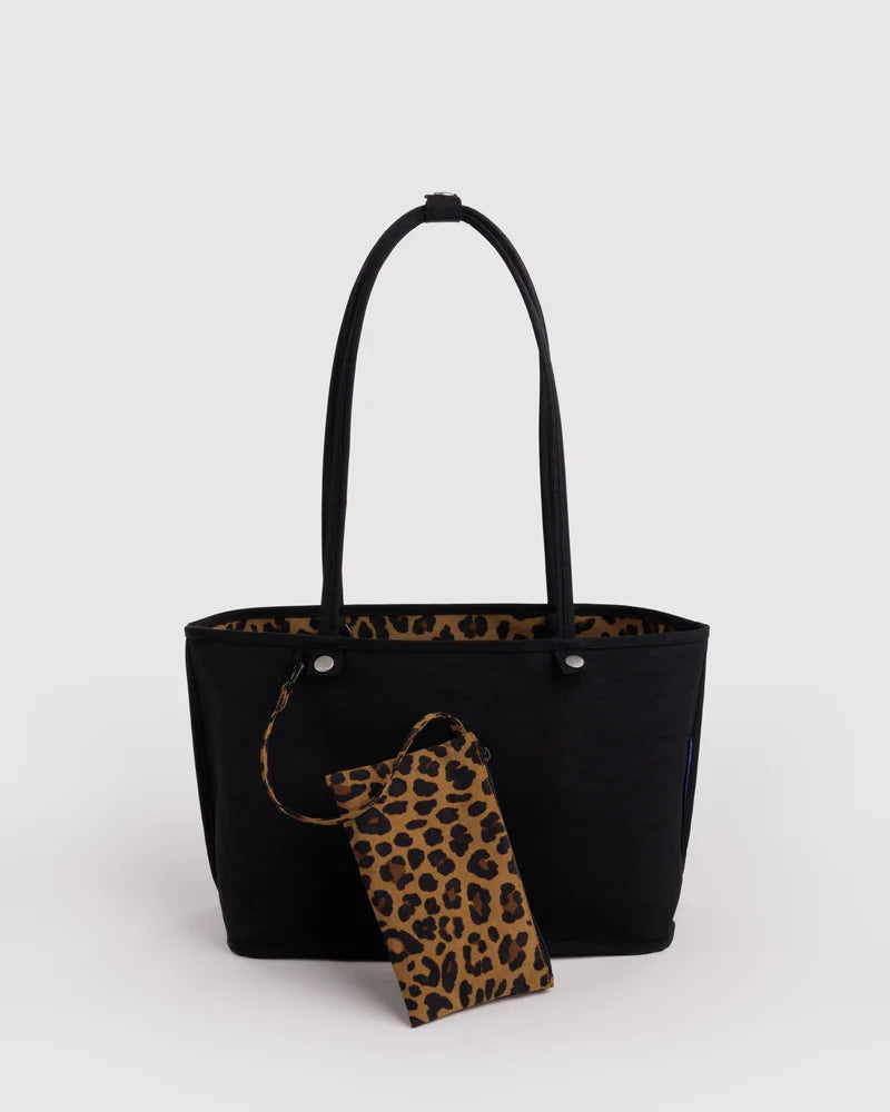 Medium Nylon Reversible Tote in Leopard Mix