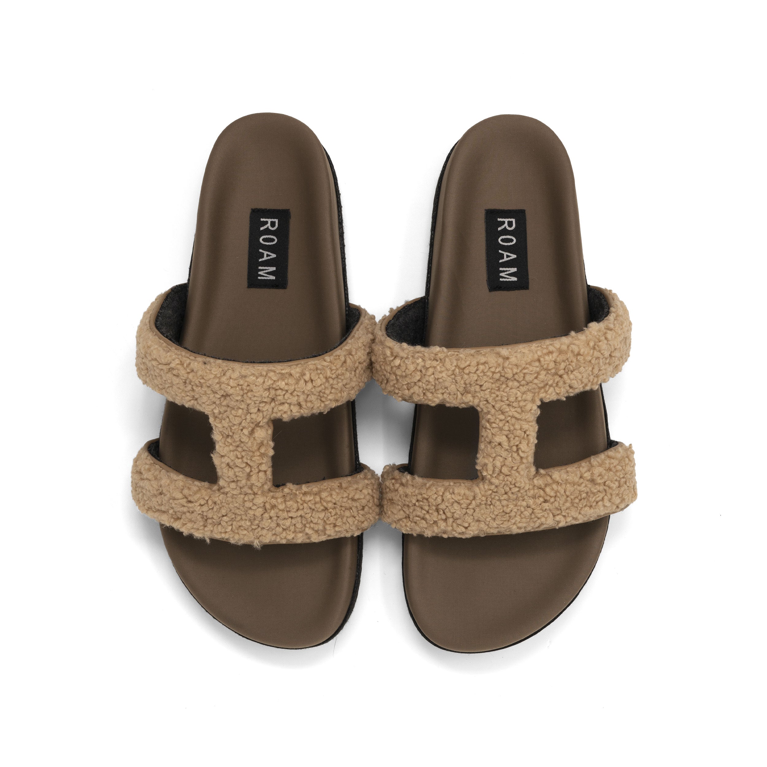 Fuzzy Cuff Sandals in Beige