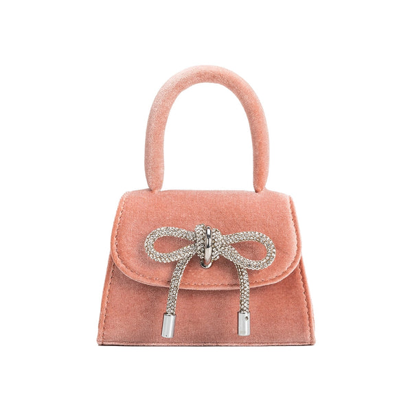 Sabrina Blush Mini Velvet Top Handle Bag