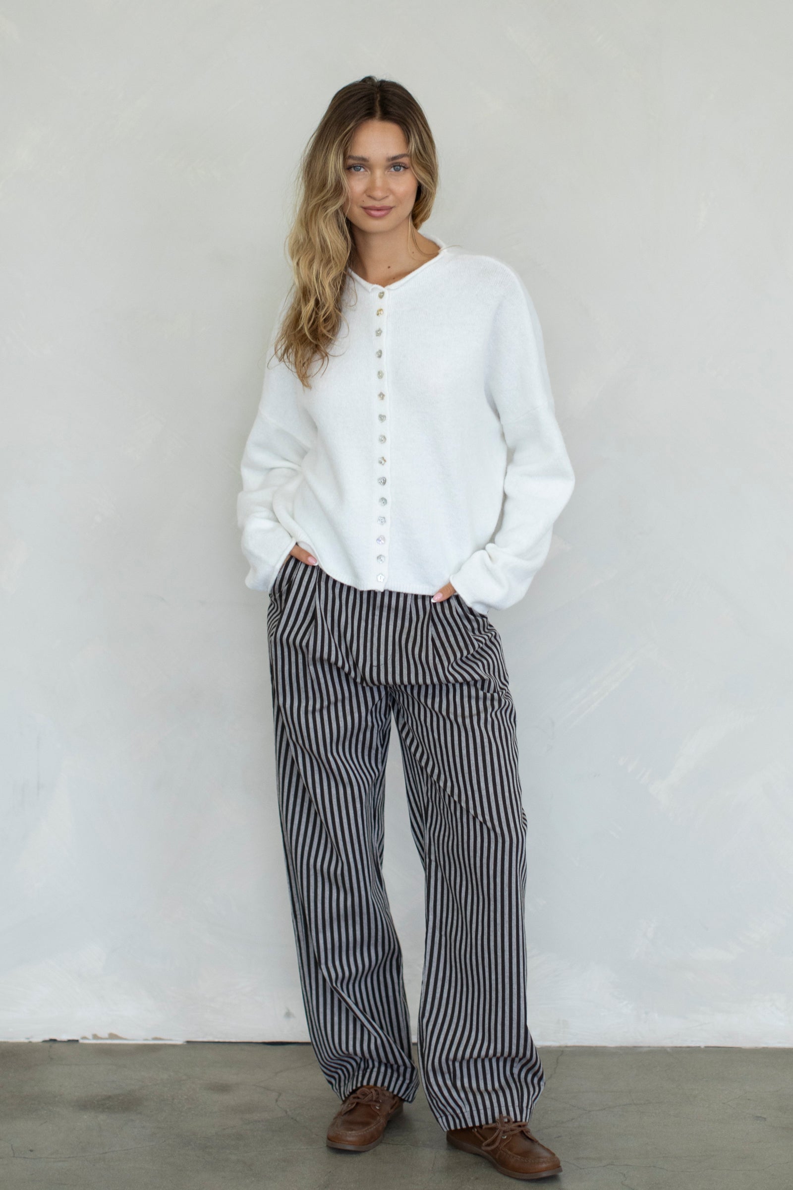 Leighton Stripe Pants in Chocolate
