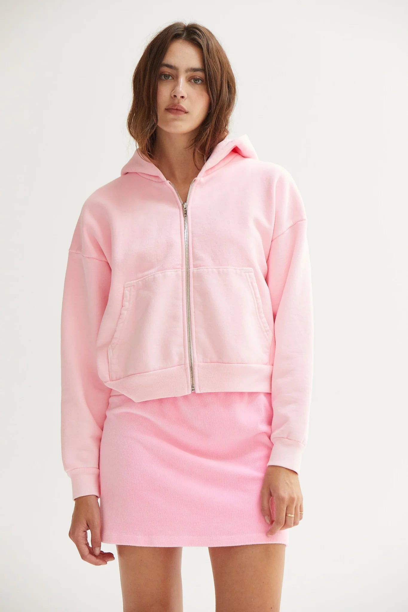Rosie Zip Hoodie in Neon Pink