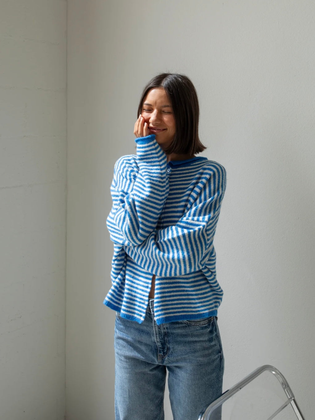 Maisie Sweater in Cobalt Stripe