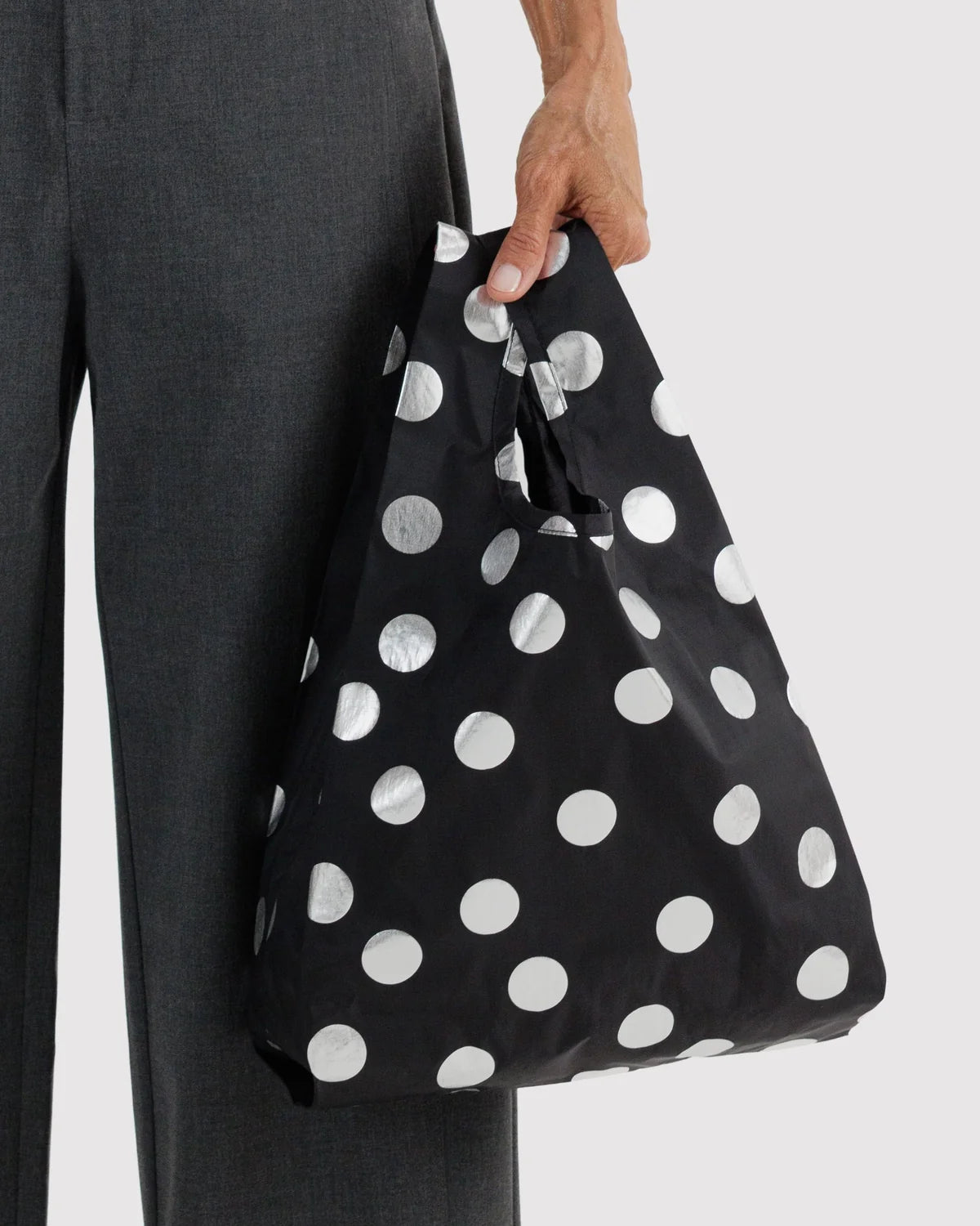 Baby Baggu in Silver Metallic Polka Dot