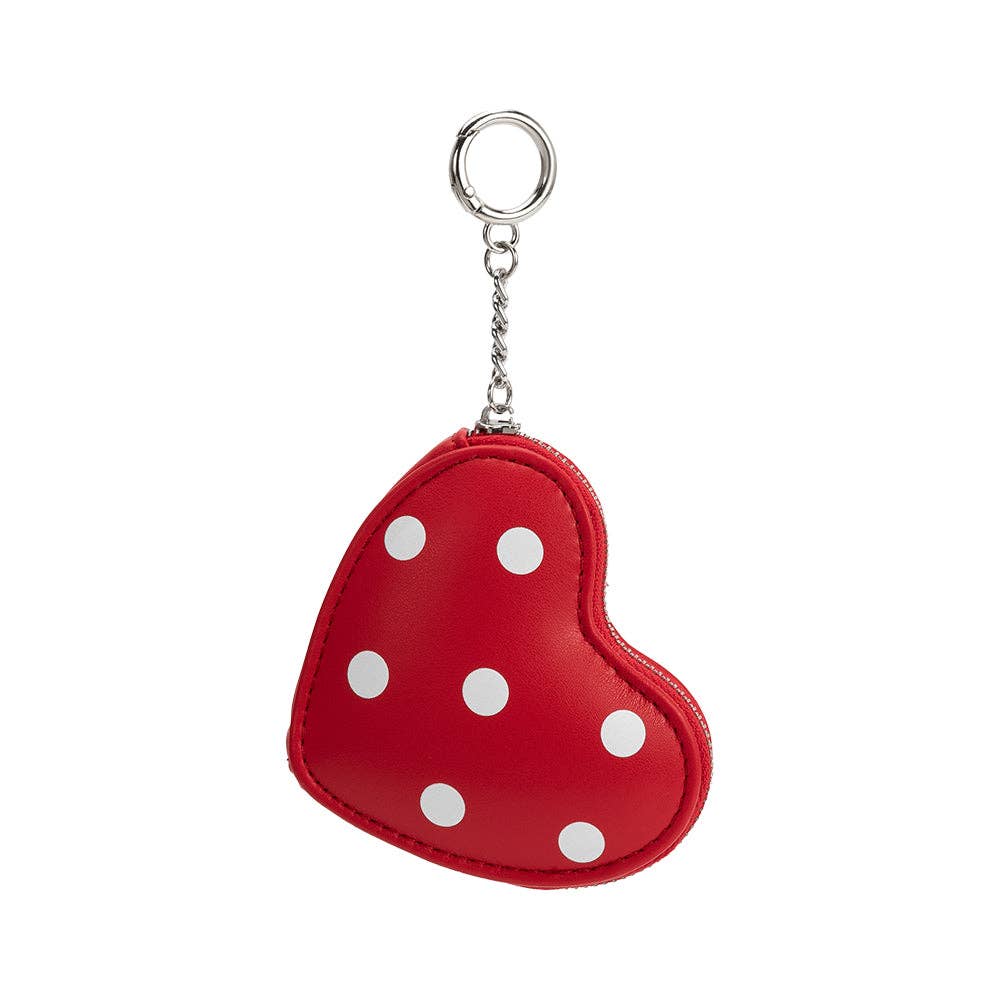 Puffy Heart Polka Dot Red Coin Purse Charm