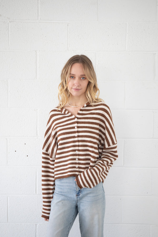 Maisie Sweater in Mocha Stripe