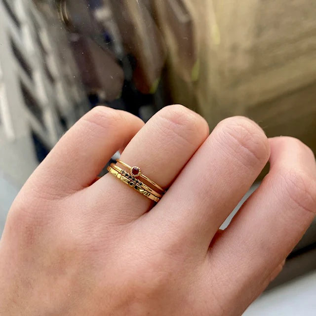 Round Ruby Moon Drop Ring