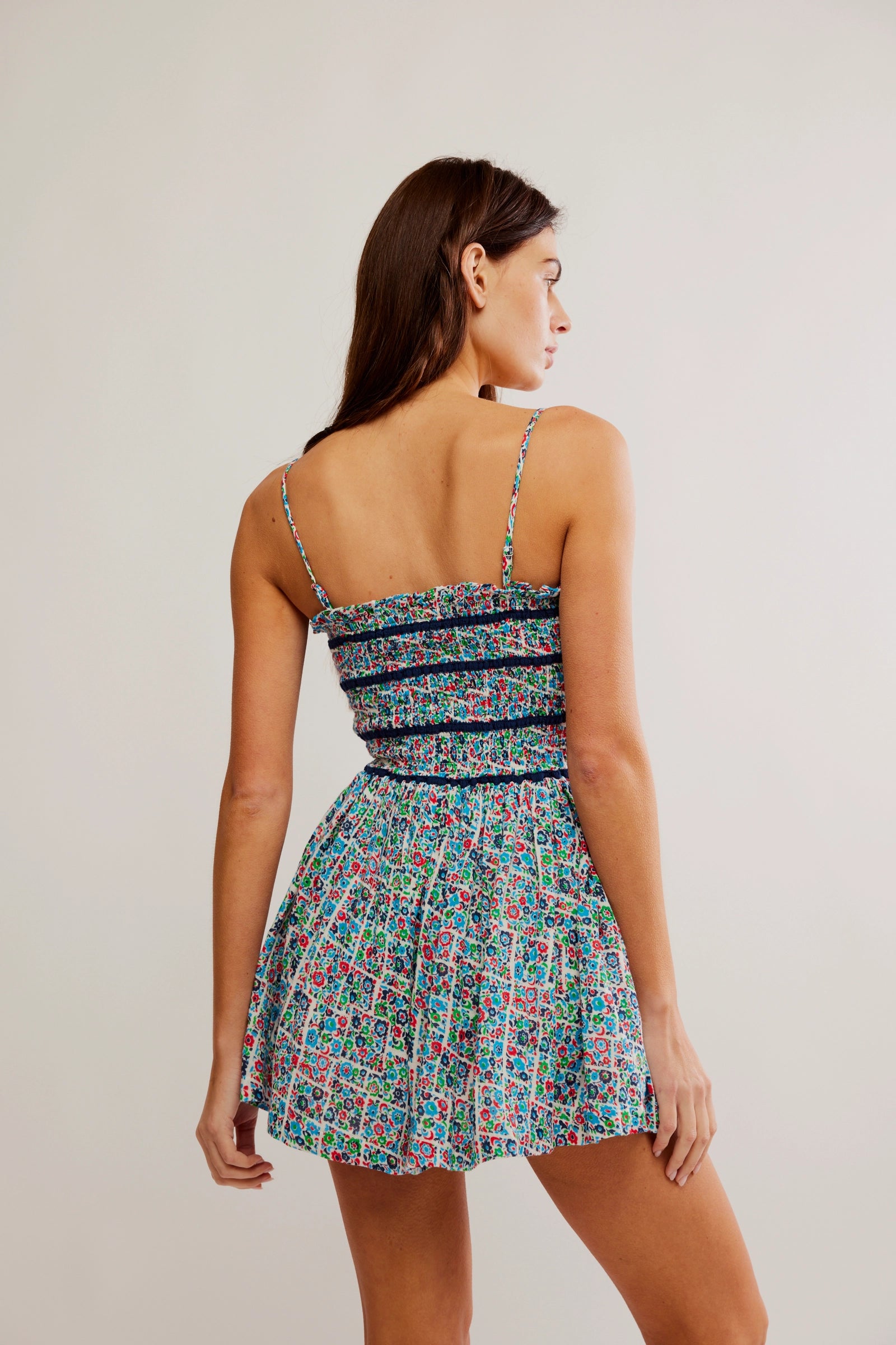 Bali Checked Out Printed Romper in Gardenia Combo