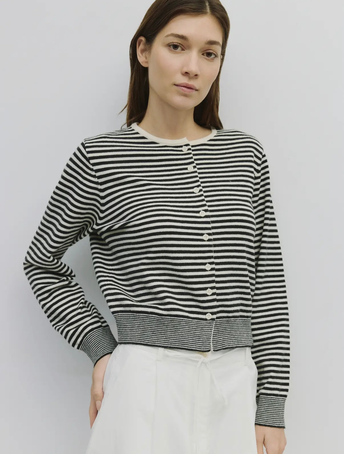 Ruby Cardigan in Ivory+Black