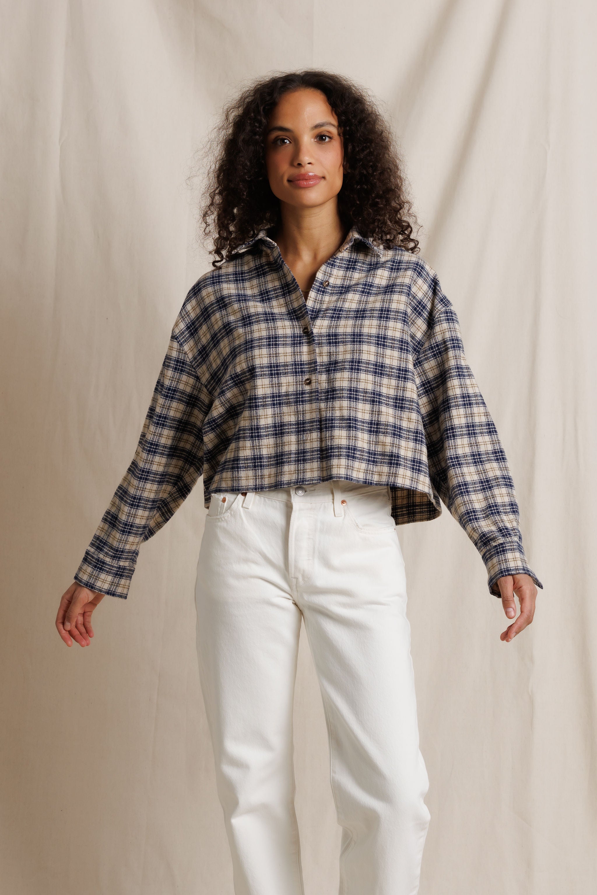 Tate Plaid Button Up in Sugar Plaid