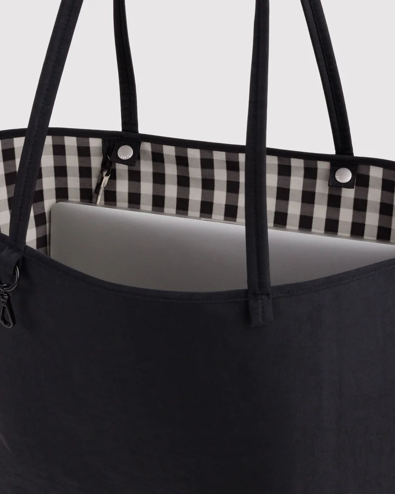 Large Nylon Reversible Tote in Black Mix