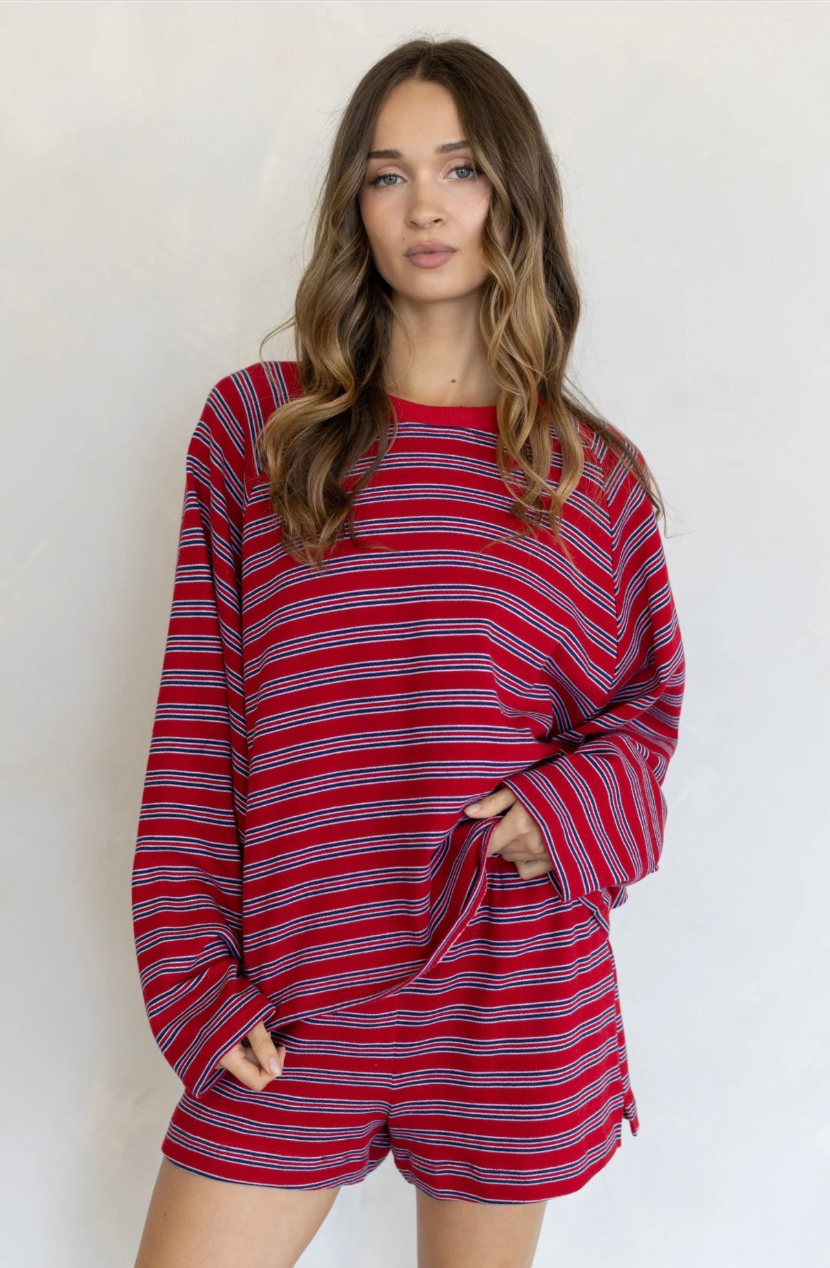Elise Striped Lounge Set in Poppy