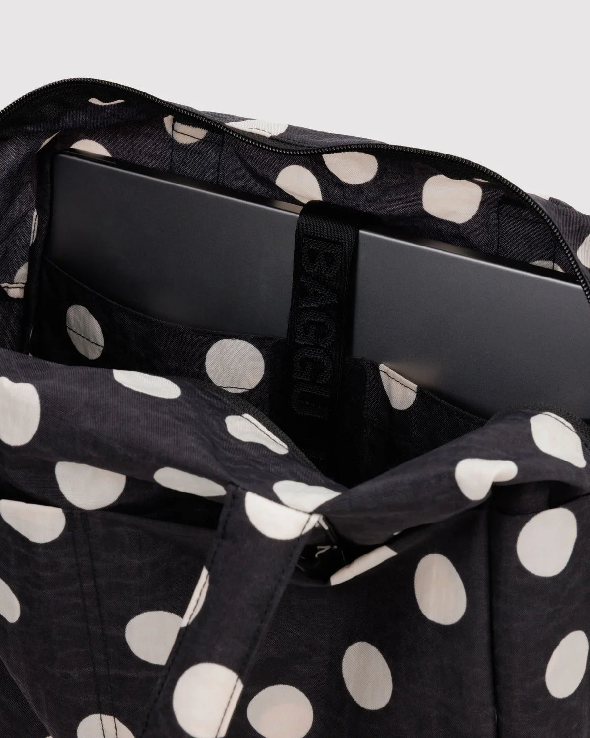 Everyday Cloud Bag in Black and Cream Polka Dot