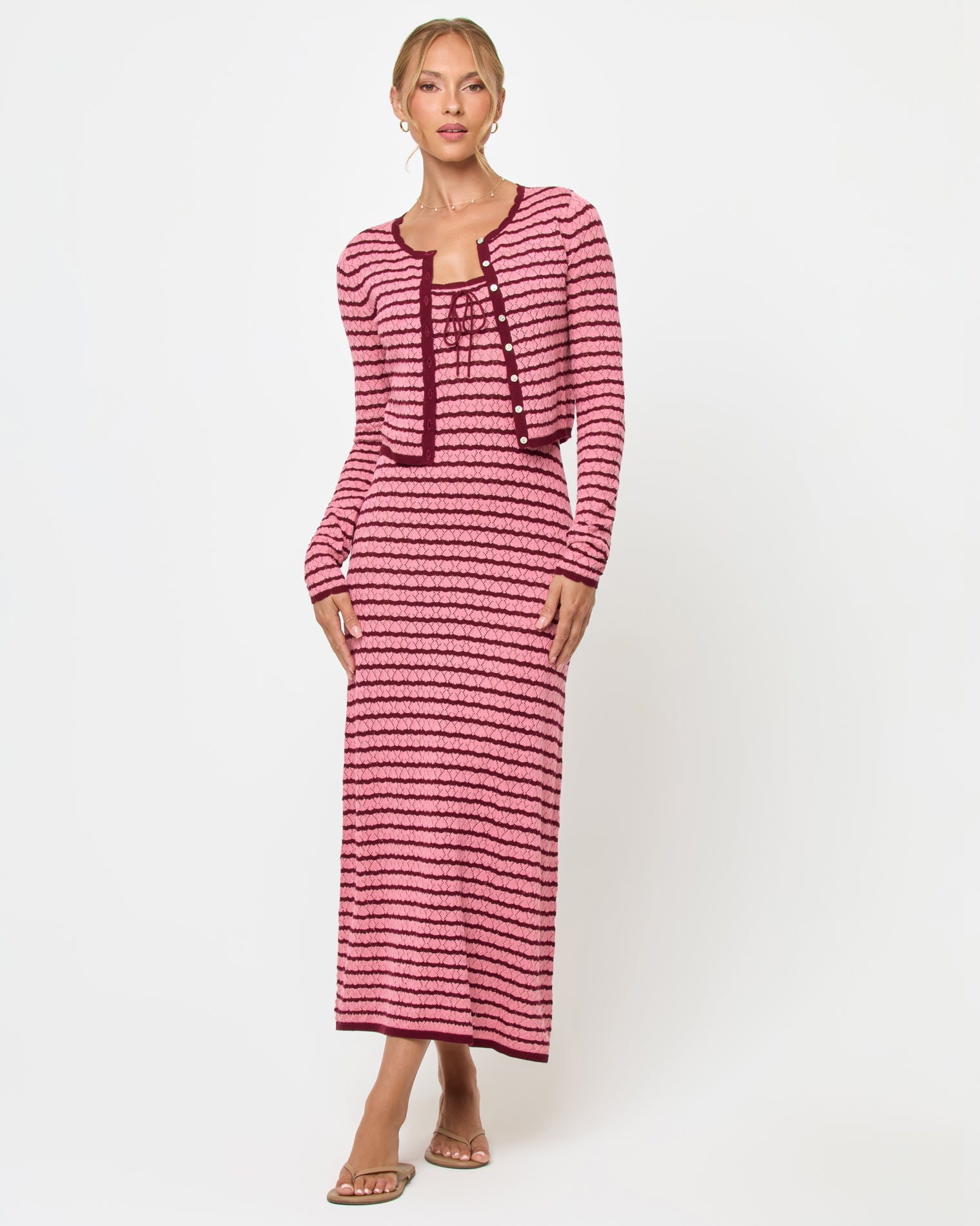 Rosalie Cardigan - Strawberry Stripe