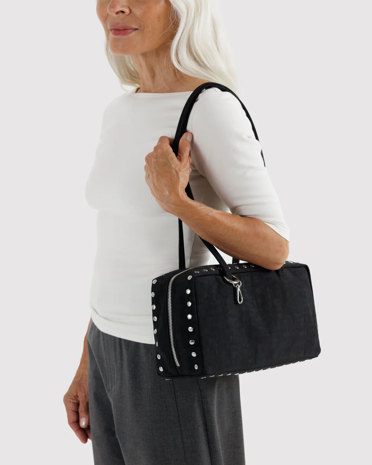 Nylon Bowler Bag in Studs