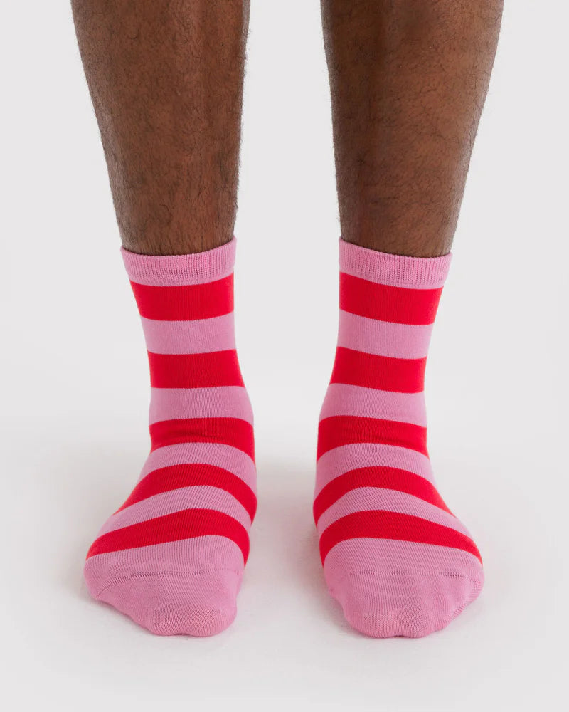 Crew Sock in Pink Stripe