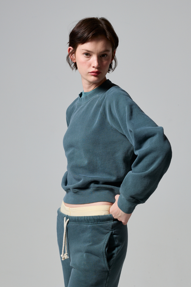 Lilou Vintage Shrunken Crew in Hunter