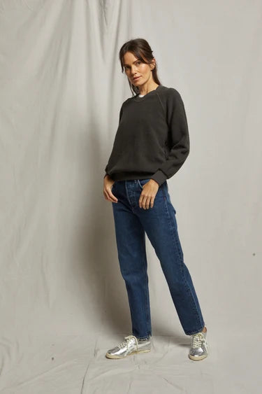 Ziggy Reverse Fleece Crewneck Sweatshirt in Vintage Black