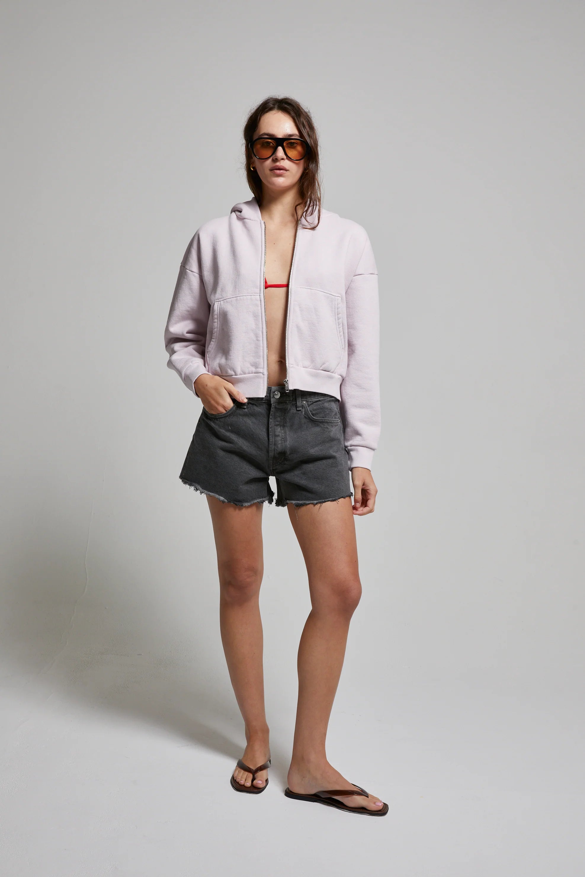 Rosie Zip Hoodie in Dusty Lilac