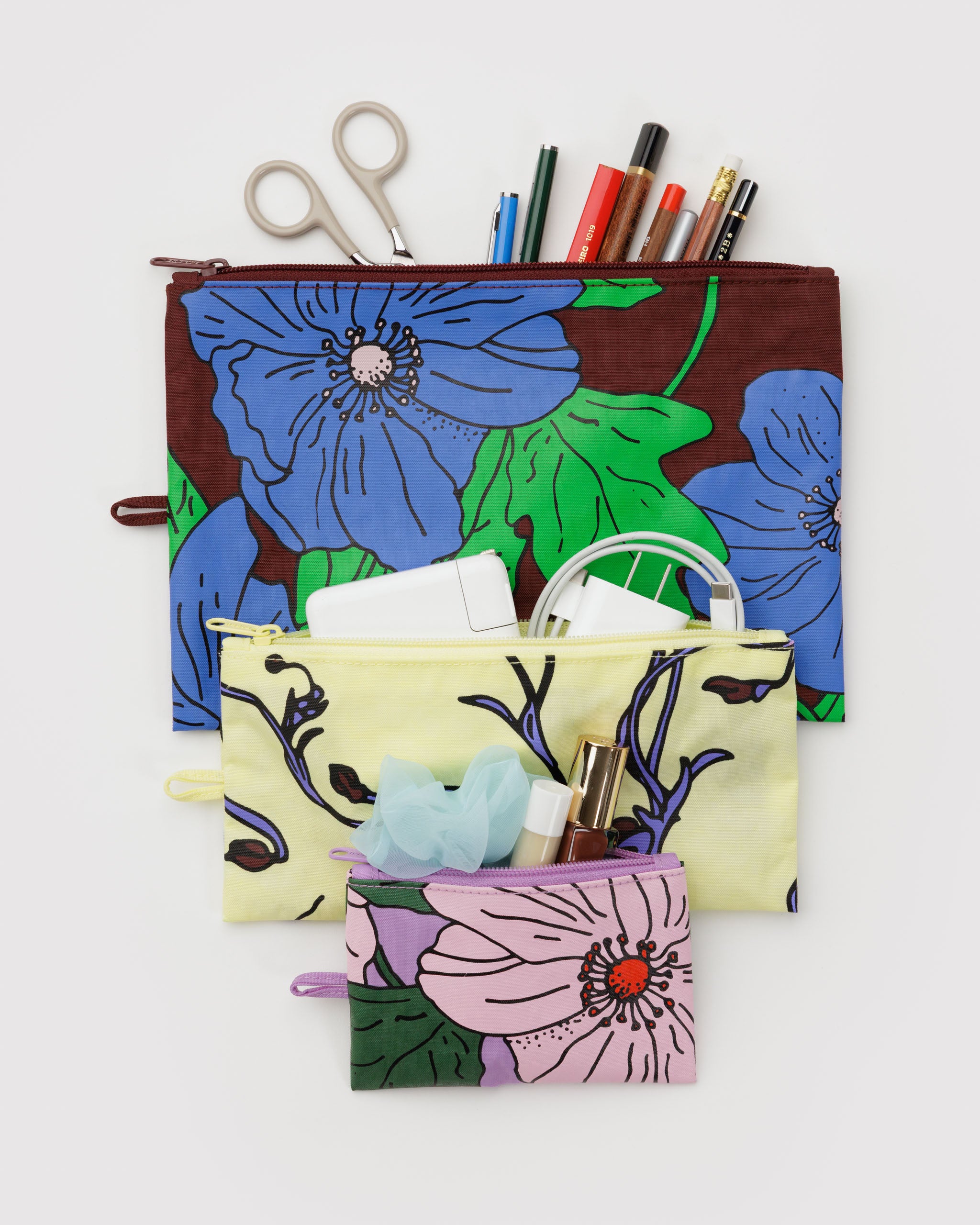 Flat Pouch Set in Poppy Mix