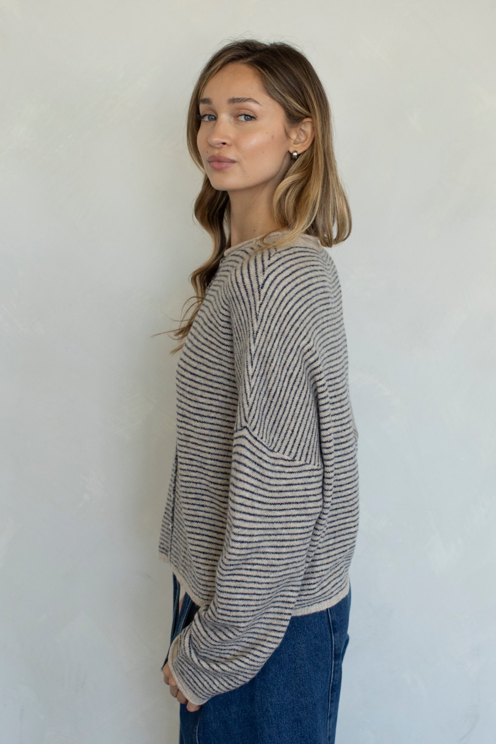 Maisie Sweater in Mini Cream Stripe