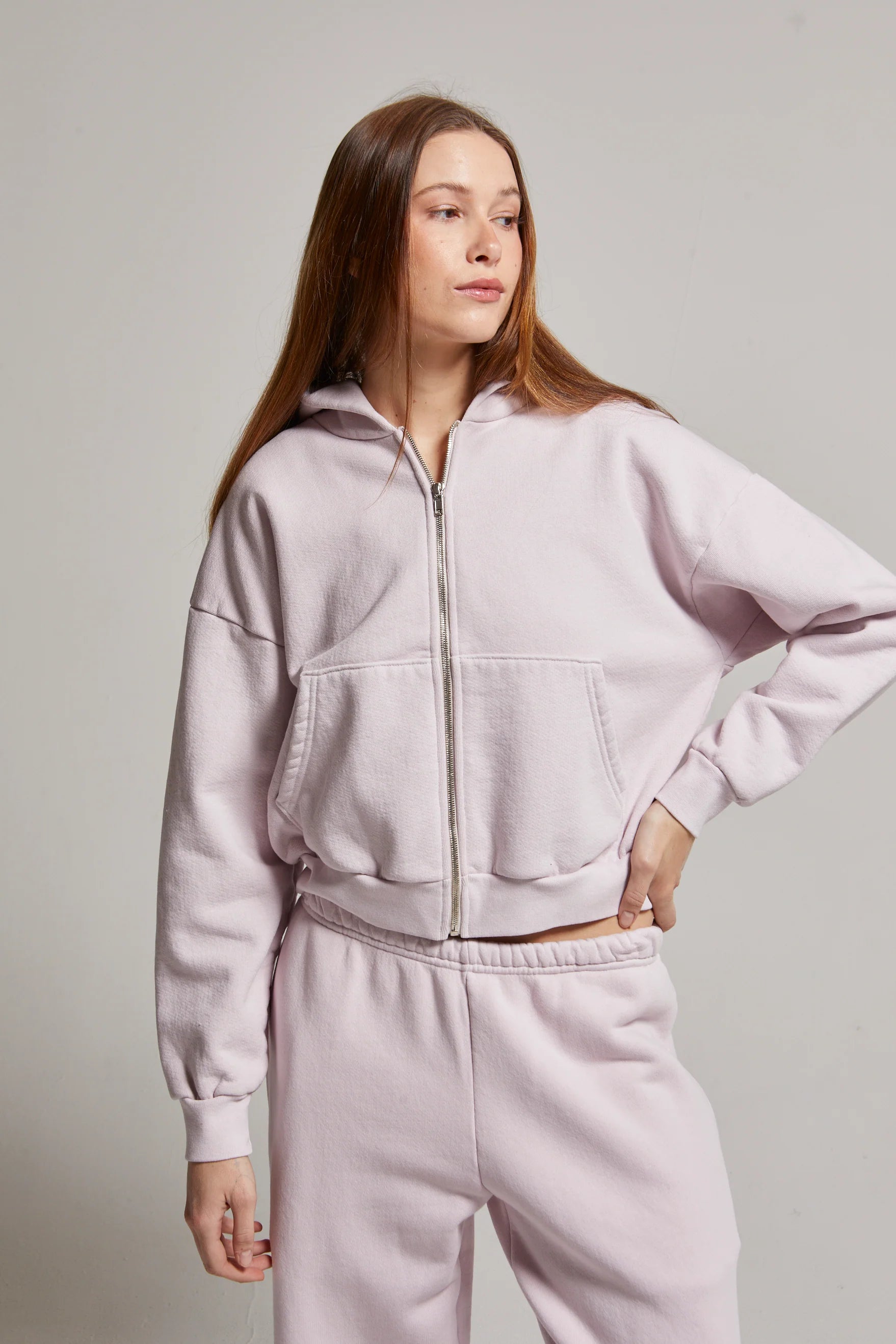 Rosie Zip Hoodie in Dusty Lilac