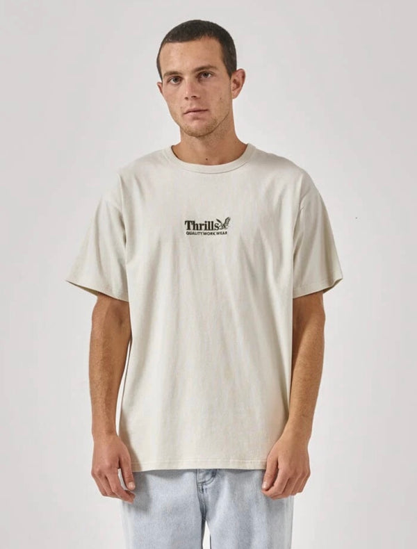 Thrills Workwear Embro Box Fit Tee in Heritage White