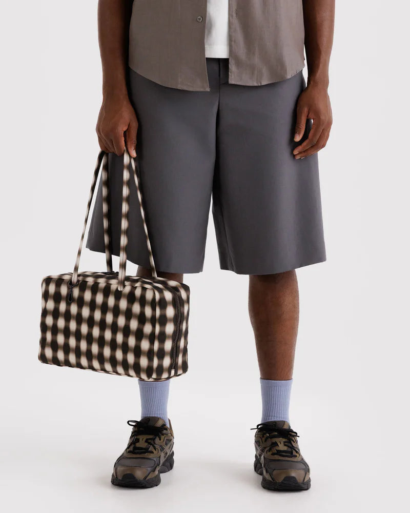 Medium Bowler Bag in Blurred Gingham Brown