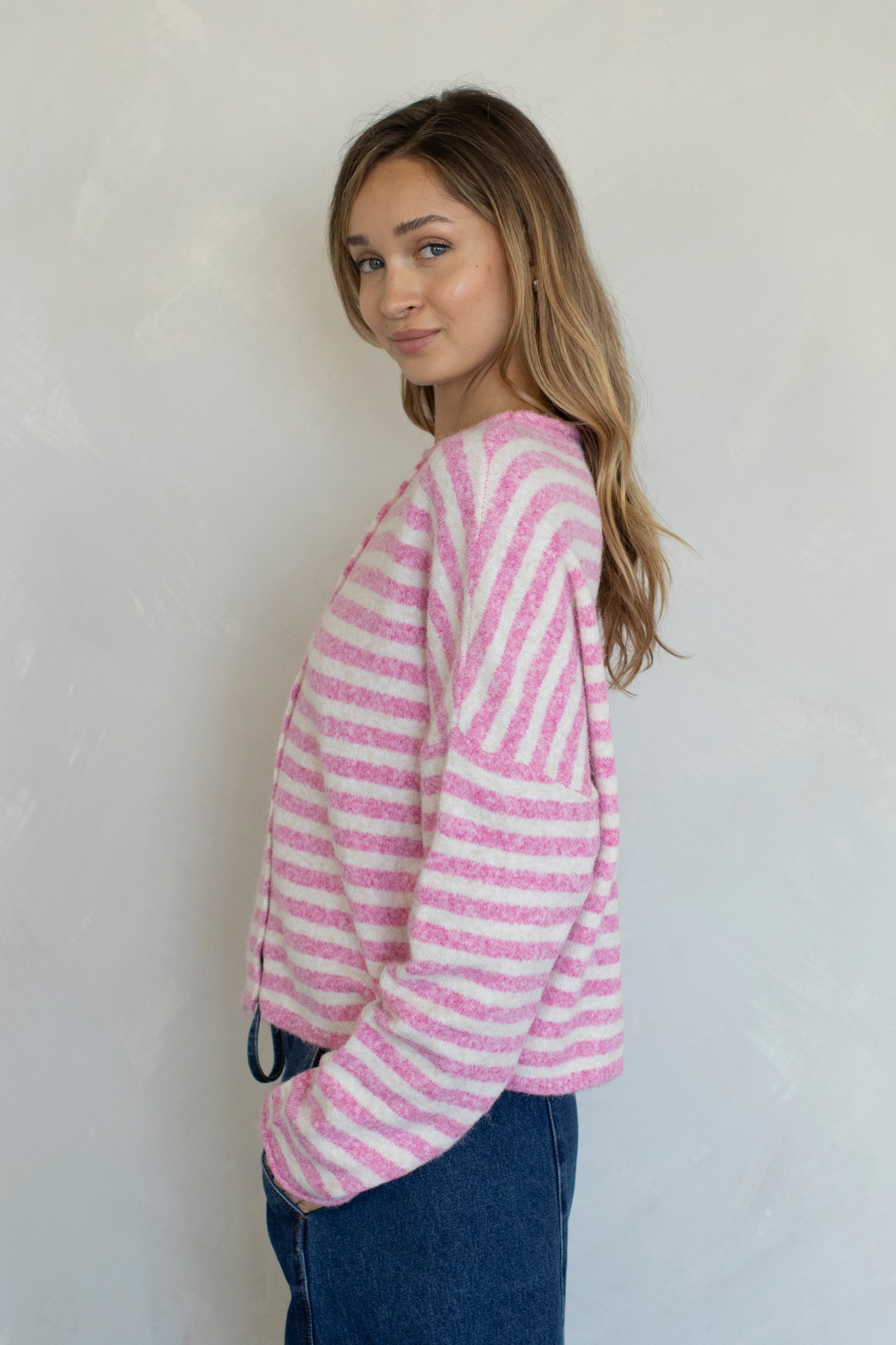 Maisie Sweater in Bubblegum Stripes