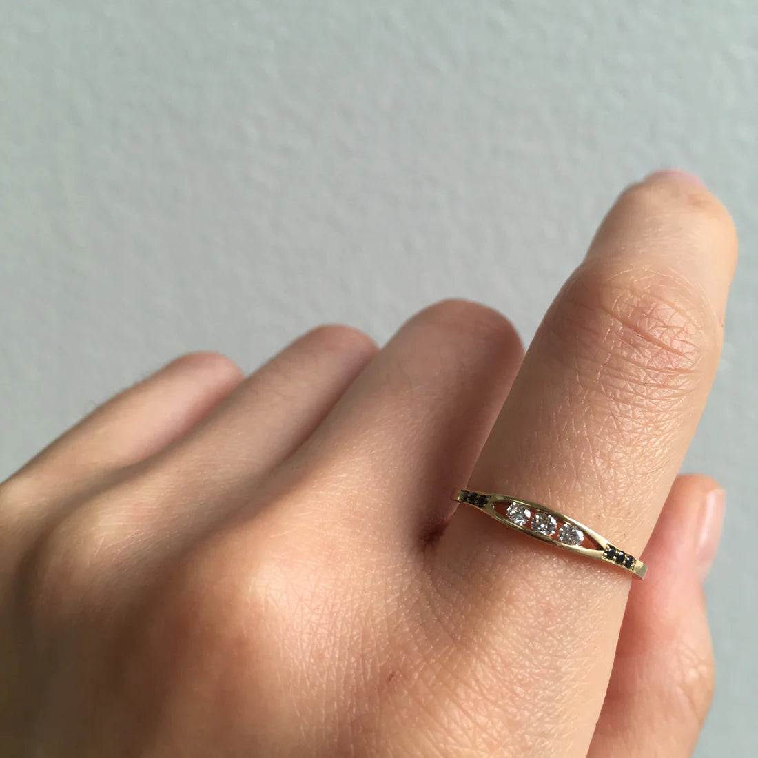White + Black Diamond Float Ring