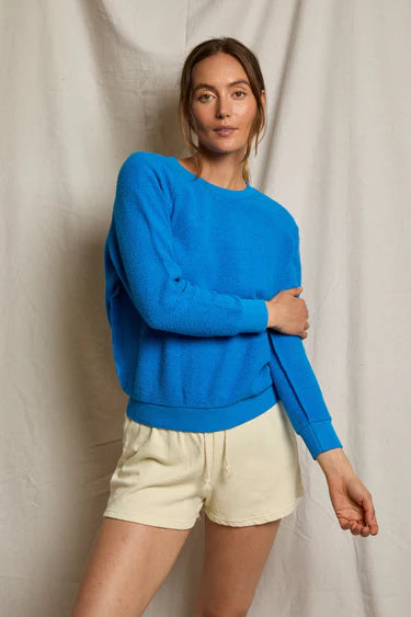 Ziggy Reverse Fleece Crewneck Sweatshirt in Cobalt