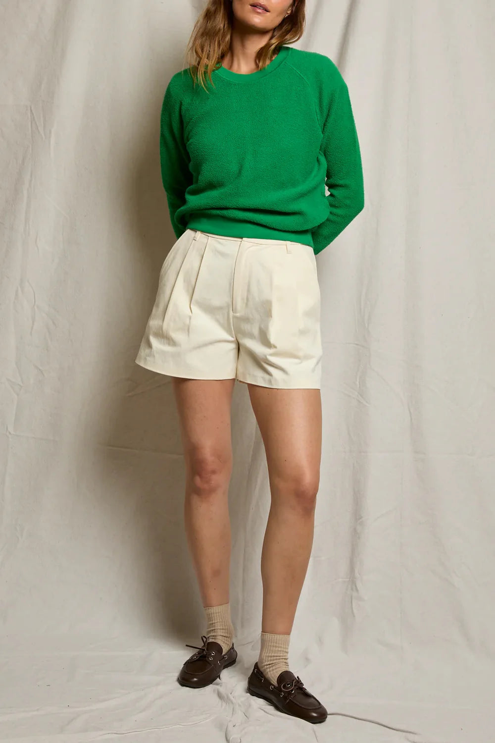 Ziggy Reverse Fleece Crewneck Sweatshirt in Grass