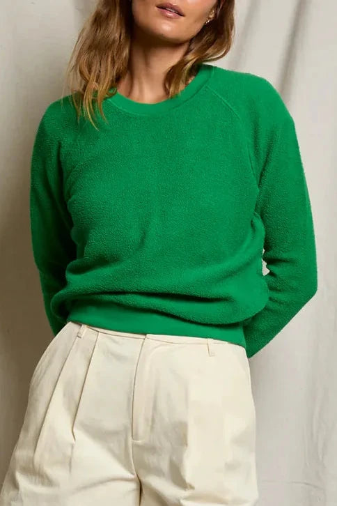 Ziggy Reverse Fleece Crewneck Sweatshirt in Grass