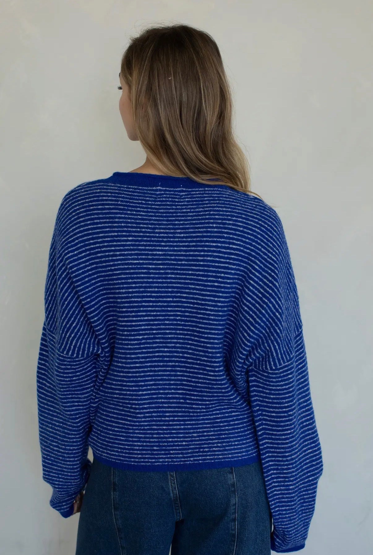Maisie Sweater in Mini Cobalt Stripe