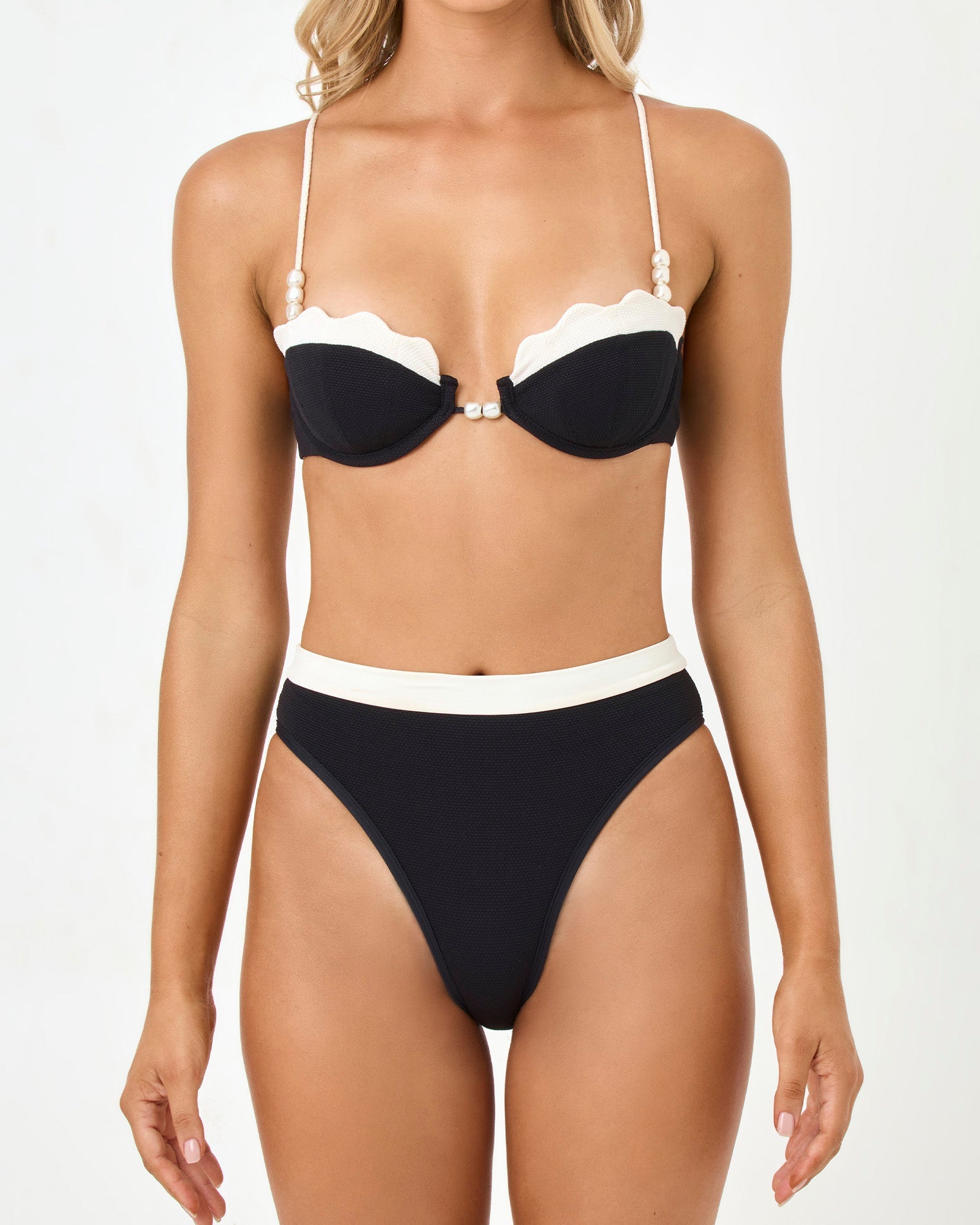 Frenchi Bikini Bottom - Black-Cream