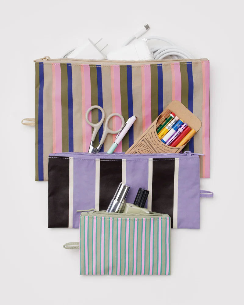 Flat Pouch Set in Candy Shop Stripes