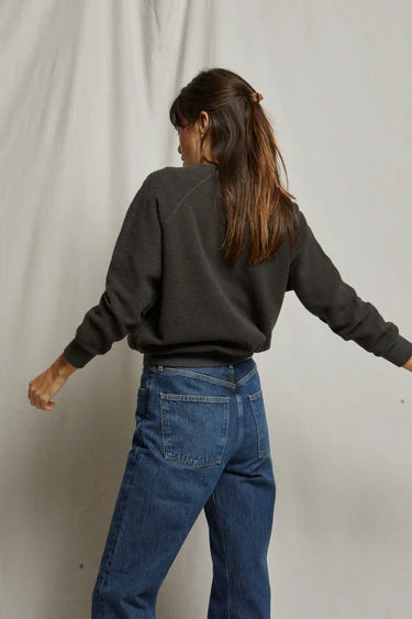 Ziggy Reverse Fleece Crewneck Sweatshirt in Vintage Black
