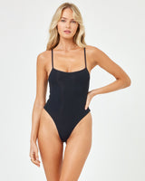 Ribbed Holly One Piece Swimsuit - Black