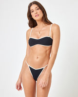 Ribbed Pixie Bikini Bottom - Black-Cream
