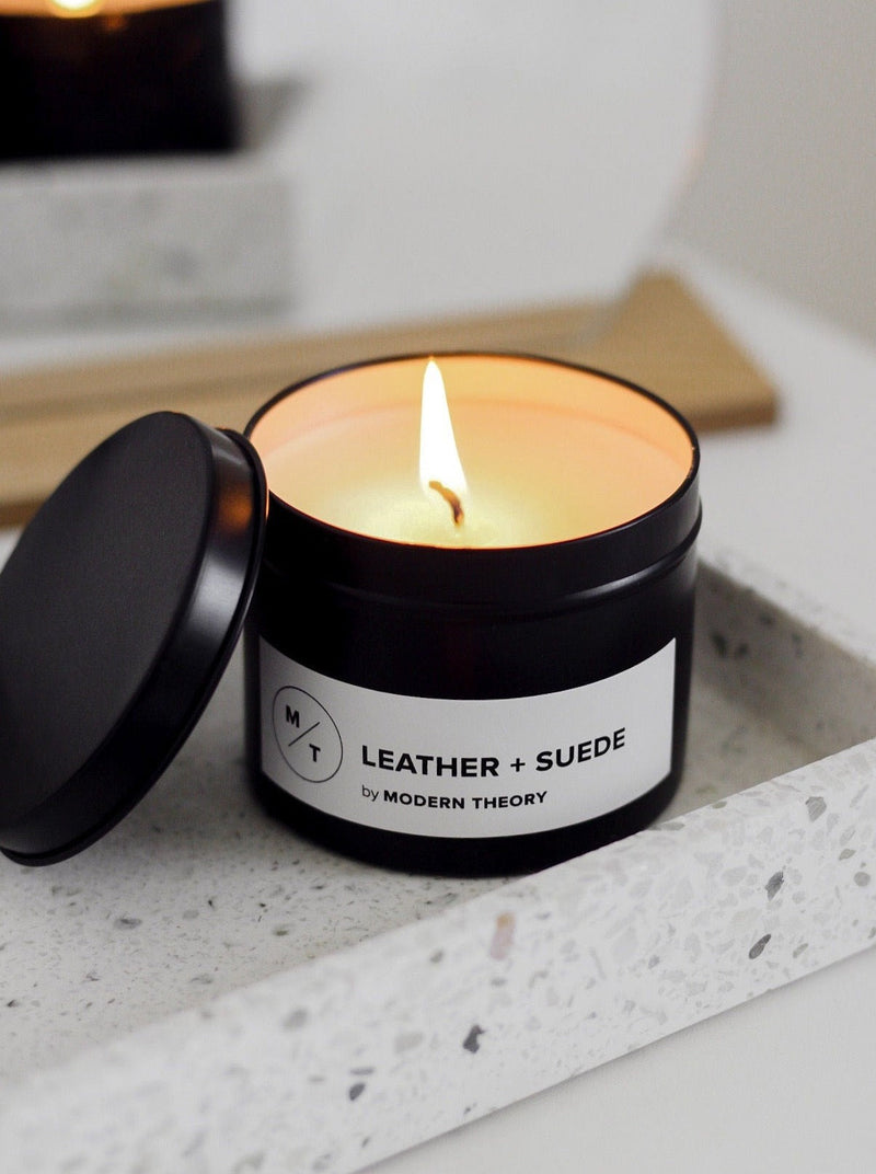 LEATHER + SUEDE Candle Tin